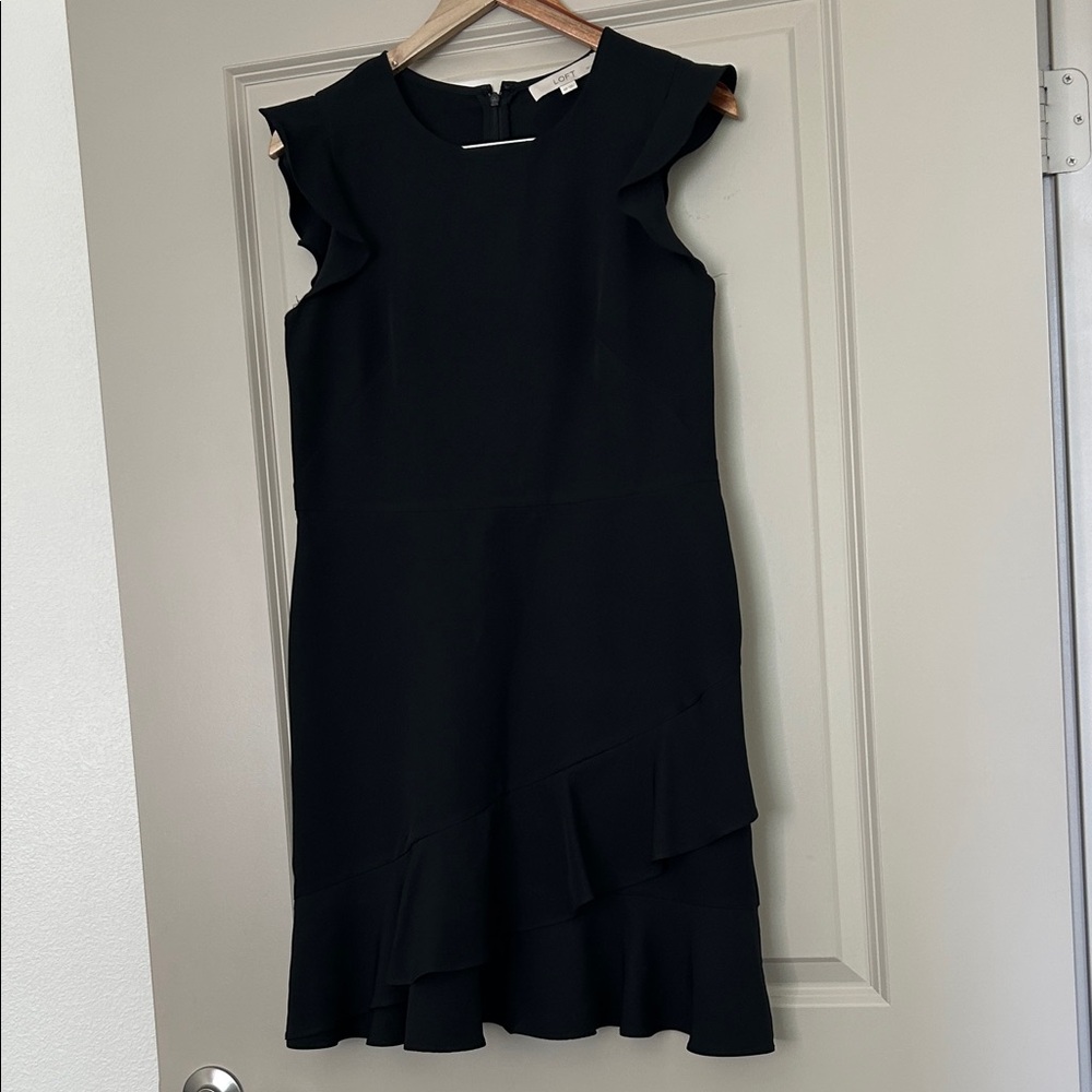 LOFT Black Ruffle Mini Dress - Picture 5 of 12